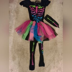 Girls Bones Colorful Skeleton Costume